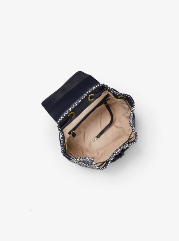 Damske Batohy Michael Kors Junie Medium Woven Leather Biele - Kabelky Michael Kors Nejlevnejsi | QSOUY-3452